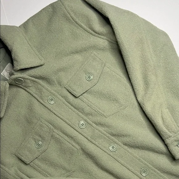 Joie Light Green Fleece  Shacket - Picture 4 of 11